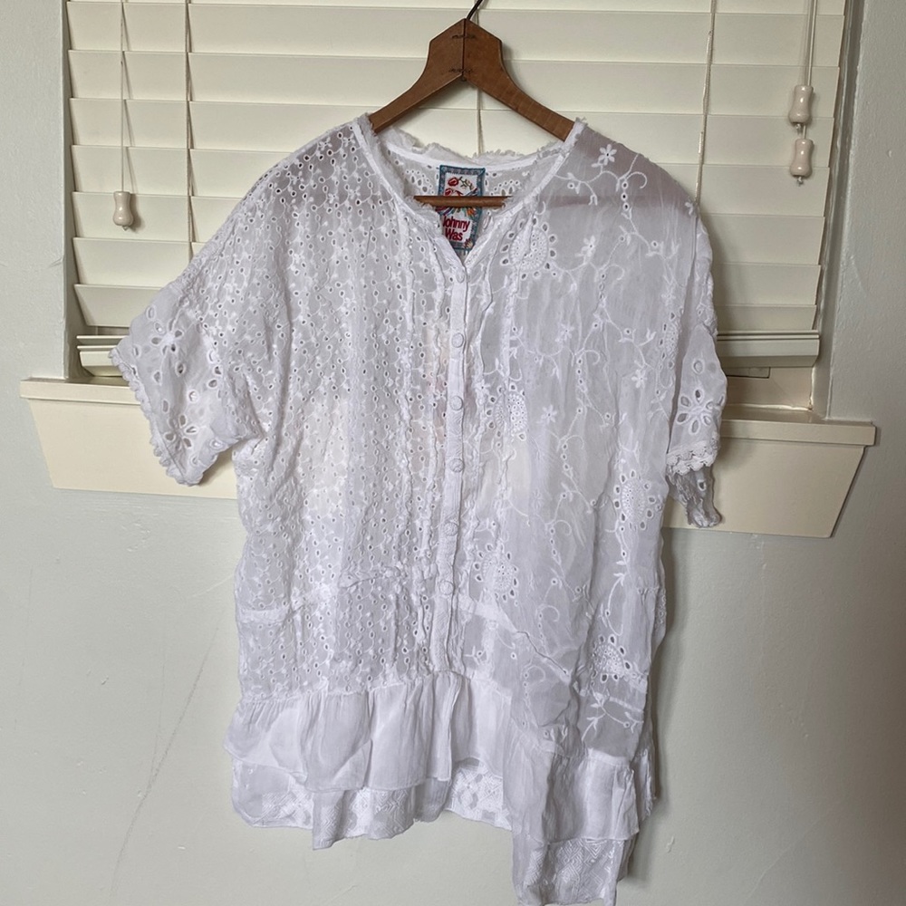 Johnny Was Short-Sleeve Peasant Blouse